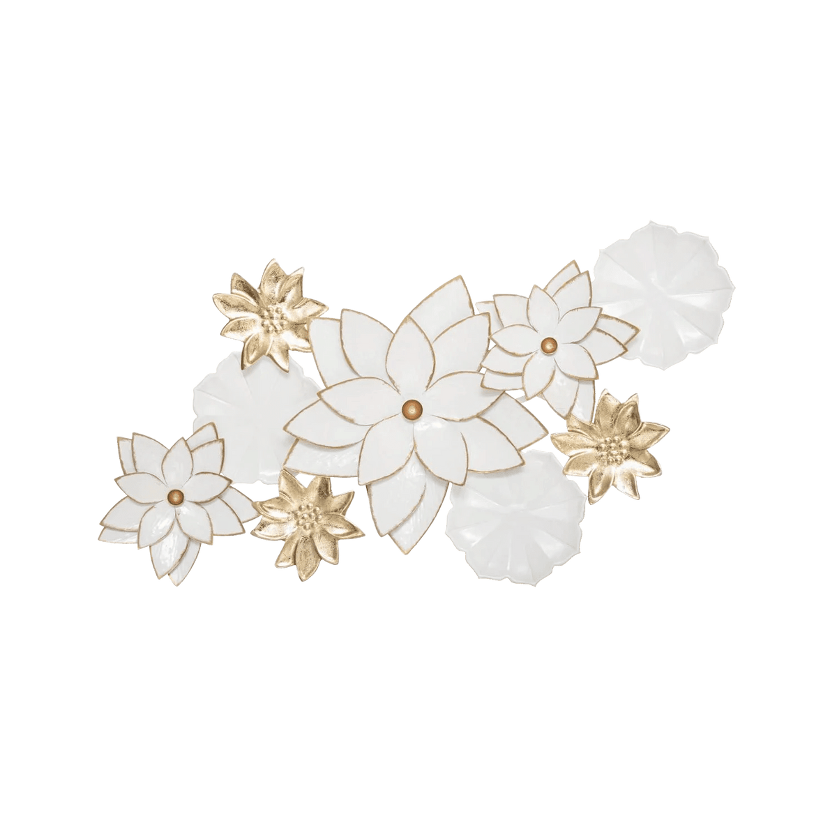 Déco murale métal Folk Blanc et or