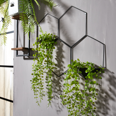 Déco murale métal Hexa Noir