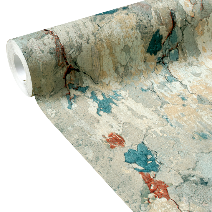 Papier peint intissé Barcelona plaza x metropolitan stories Gris bleuté et rouge rouille