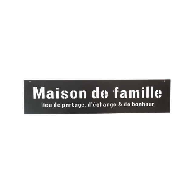 4MURS Plaque métal MAISON DE FAMILLE coloris noir