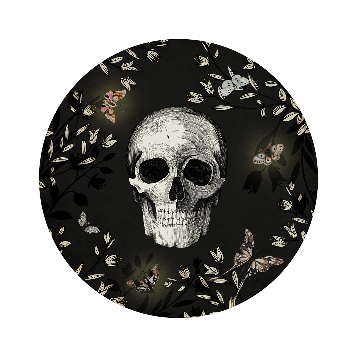 4MURS Tableau en verre Skull flower Noir