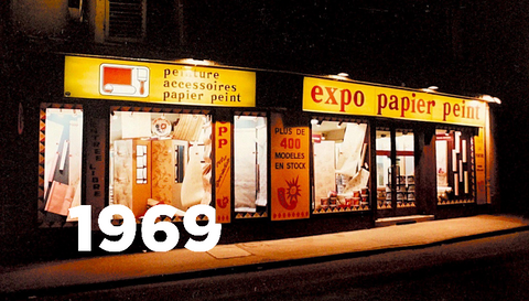 Devanture d'un magasin Expo Papier peint en 1969 avant de devenir 4MURS