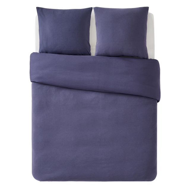 Parure de lit en gaze de coton ANOKIAS bleu marine 240 x 260 cm