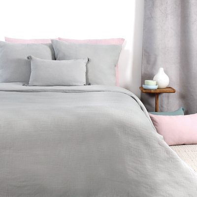 Parure de lit en gaze de coton Anokias Gris perle