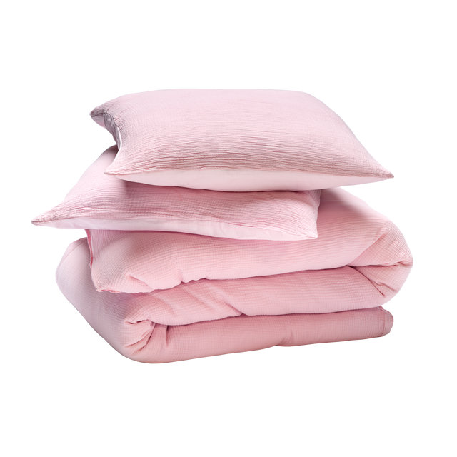 Parure de lit en gaze de coton ANOKIAS rose 140 x 200 cm