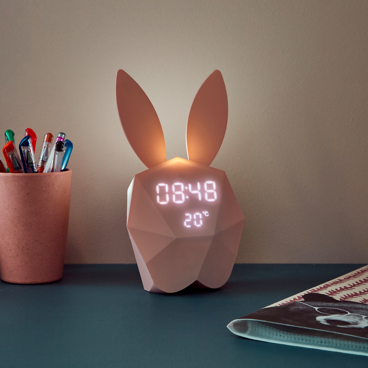 Réveil Cutty clock rabbit Rose