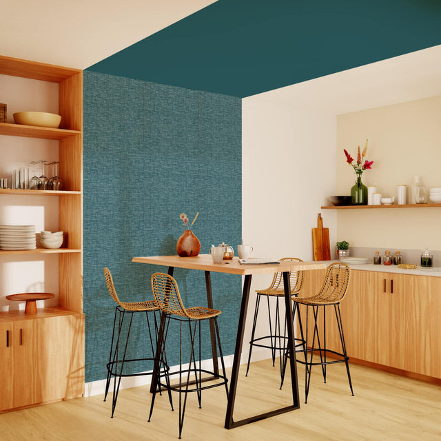 Papier peint intissé ANAKAO coloris bleu pétrole