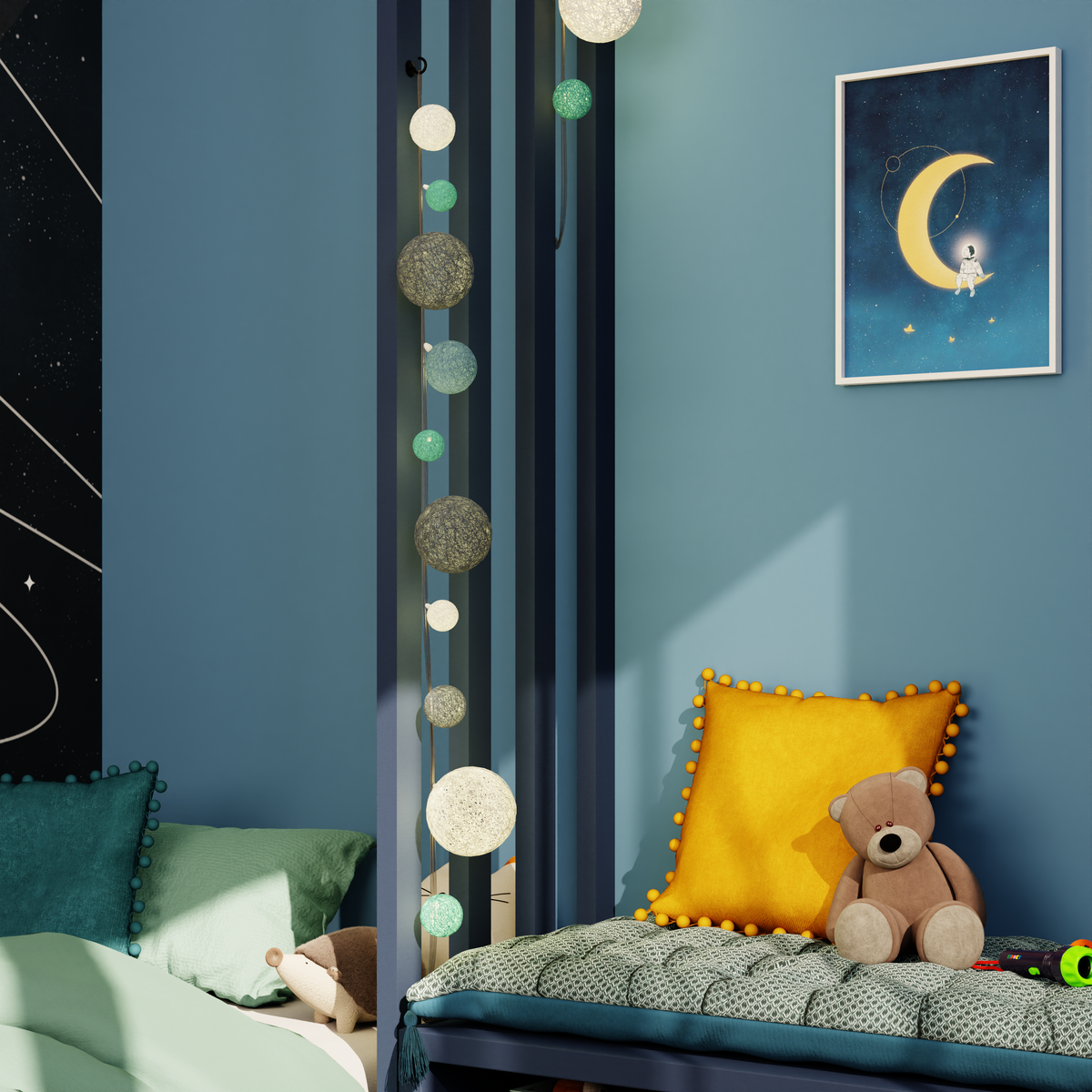 Guirlande lumineuse Calio Bleu et gris