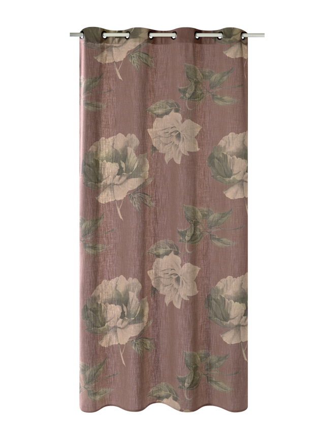 Rideau Lin FLORALIA coloris terracotta 140 x 260 cm