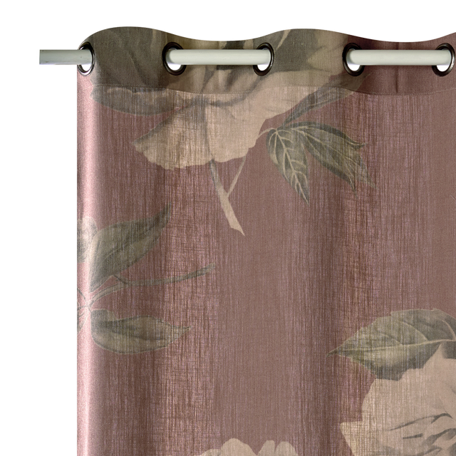 Rideau Lin FLORALIA coloris terracotta 140 x 260 cm