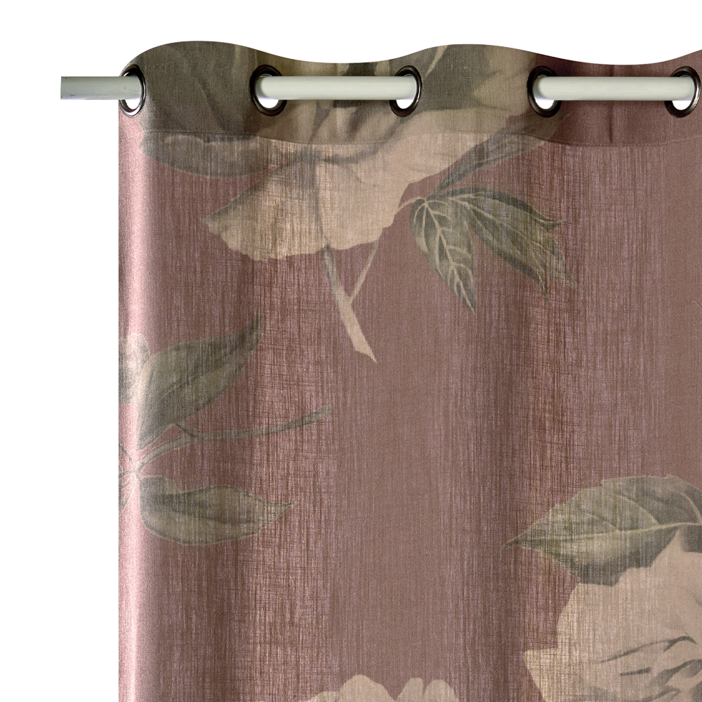 Rideau Lin FLORALIA coloris terracotta 140 x 260 cm