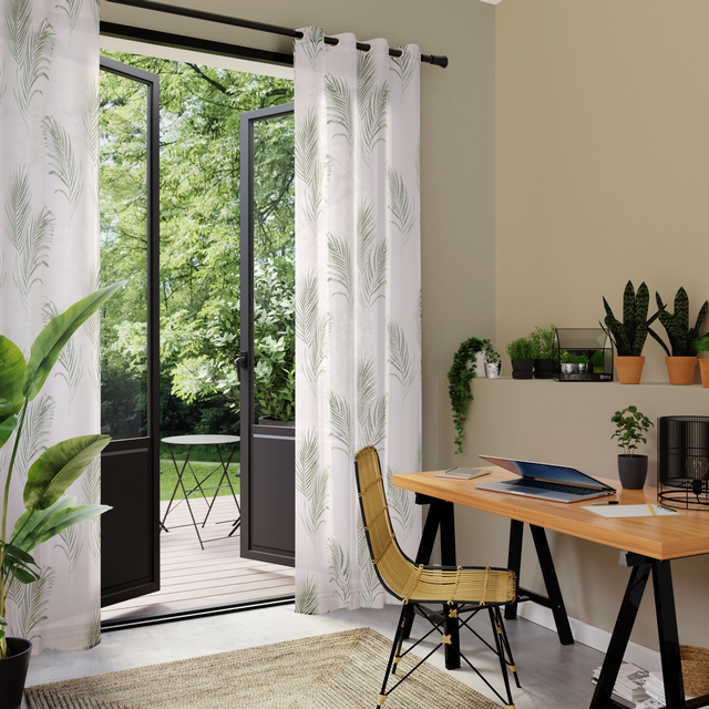 Voilage OMBRA coloris vert tilleul 140 x 240 cm