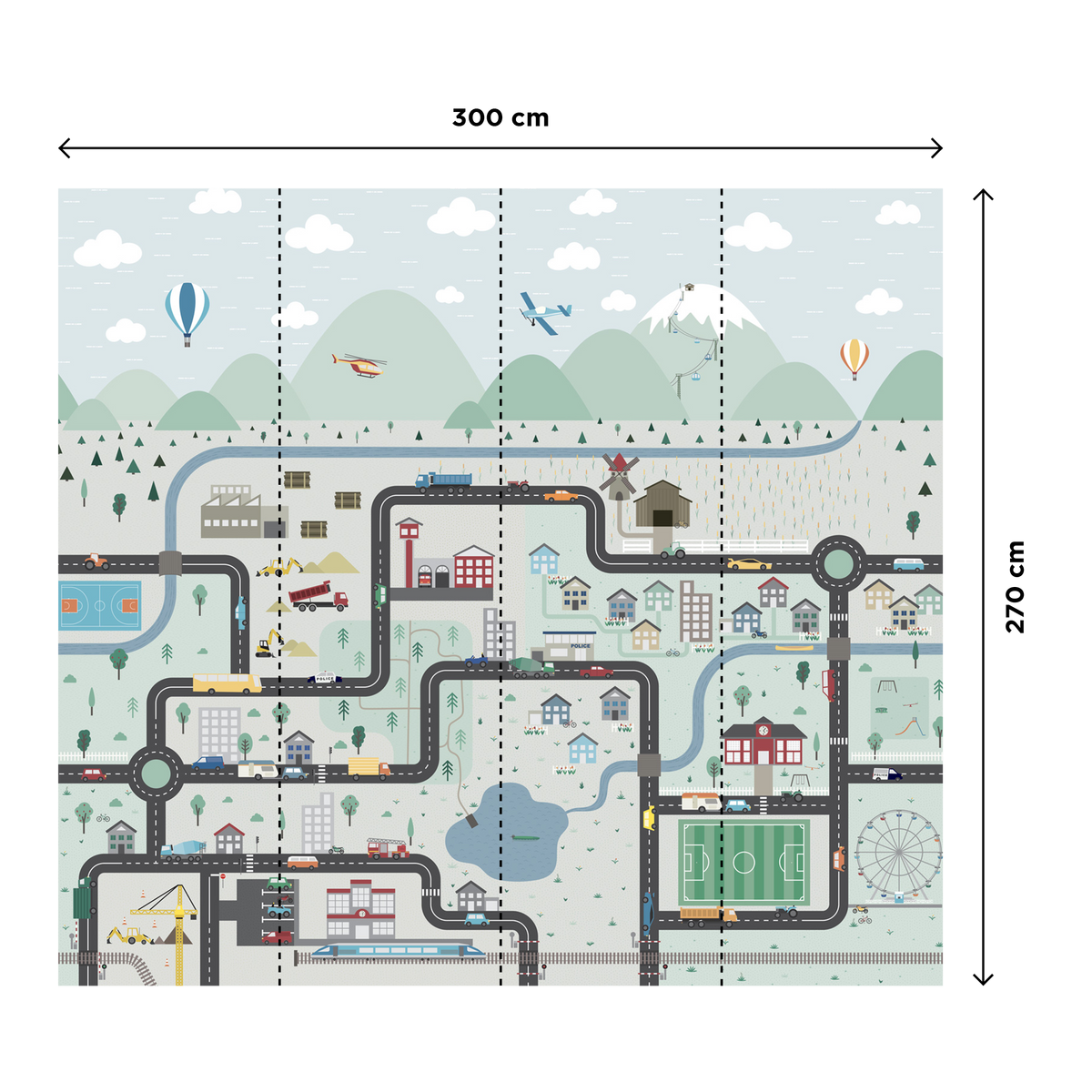 4MURS Papier peint panoramique XL Little motors xl Multicolore Mat