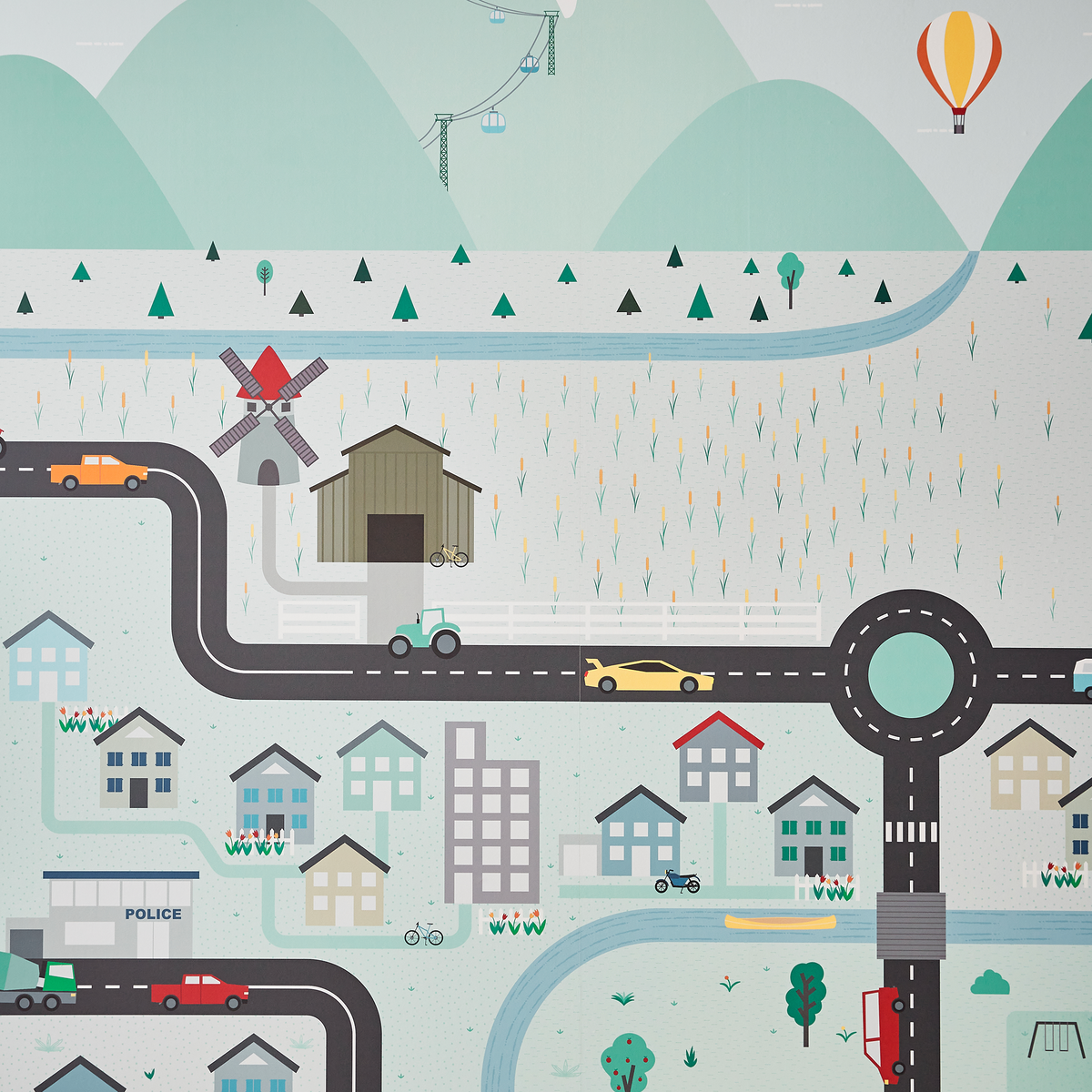 4MURS Papier peint panoramique XL Little motors xl Multicolore Mat