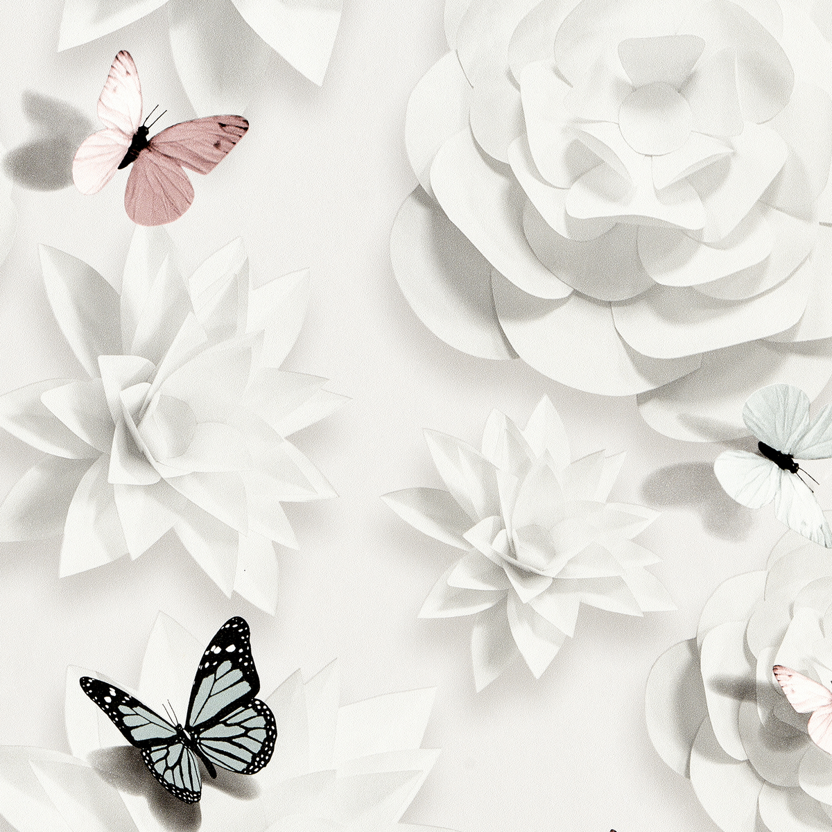 Papier peint intissé Fairy flower Blanc perlé