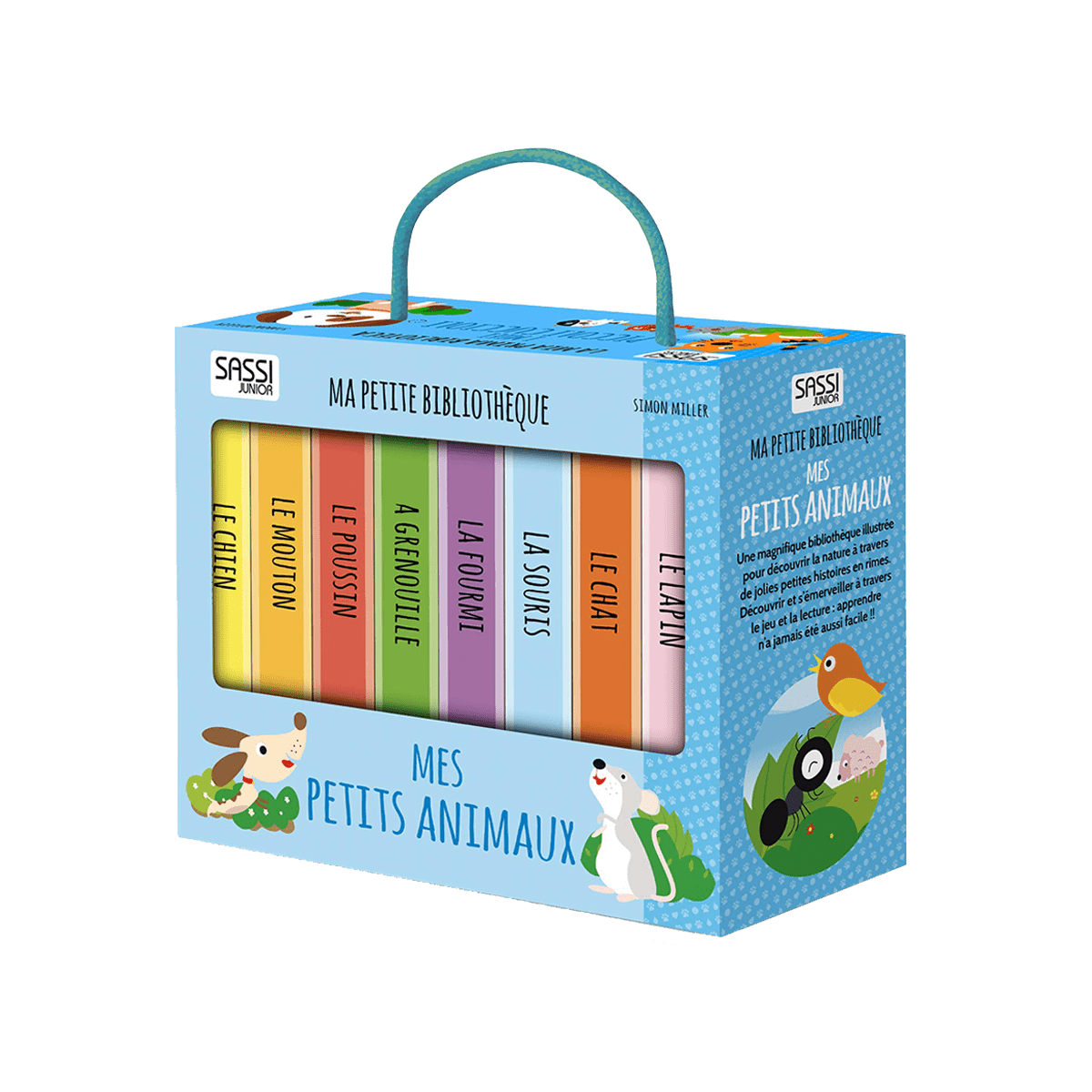 SASSI JUNIOR Livre enfant Ma petite bibliothèque mes petits animaux Bleu