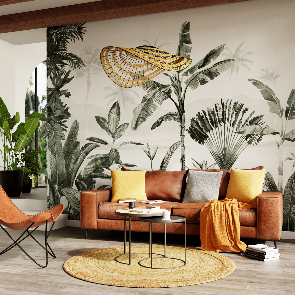 4MURS Papier peint panoramique XL Wild wild colors evergreen xl Kaki foncé Satiné