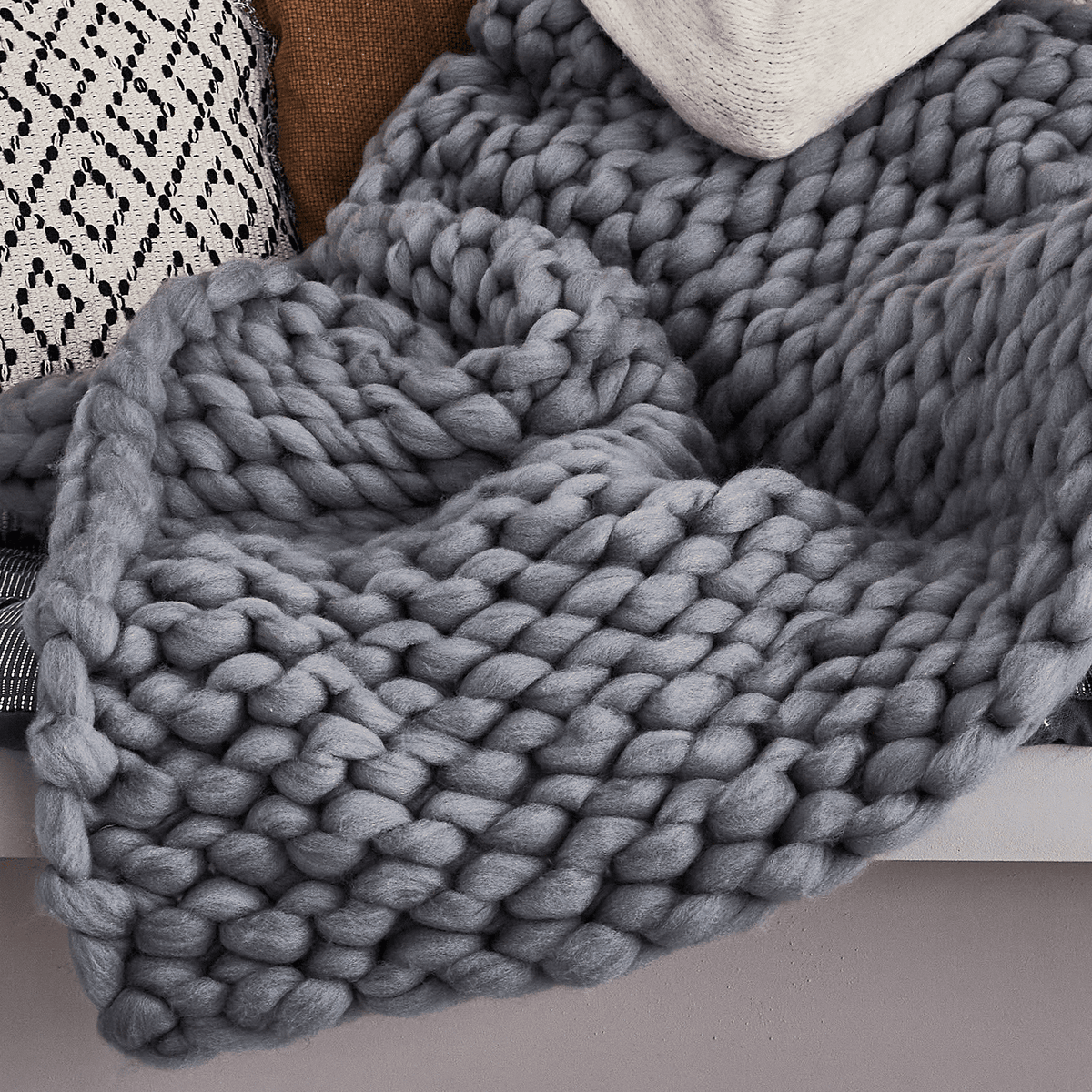 Plaid grosse maille Vilma Gris