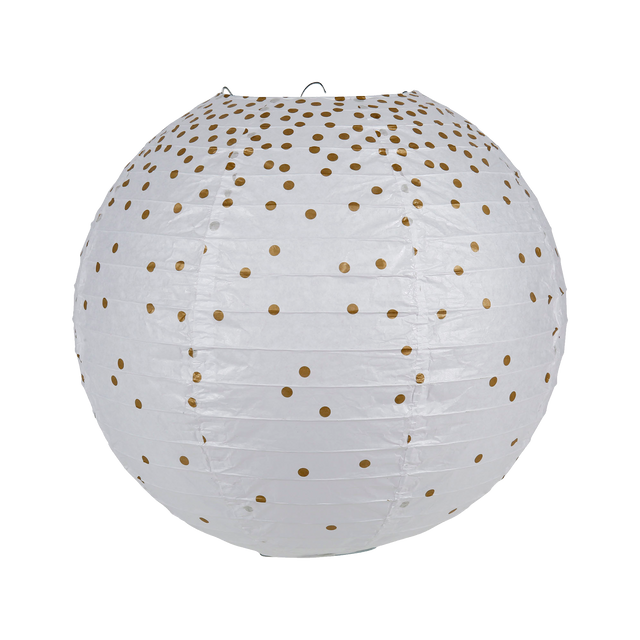 Abat-jour POIS DORÉS coloris blanc 21 x 35 cm