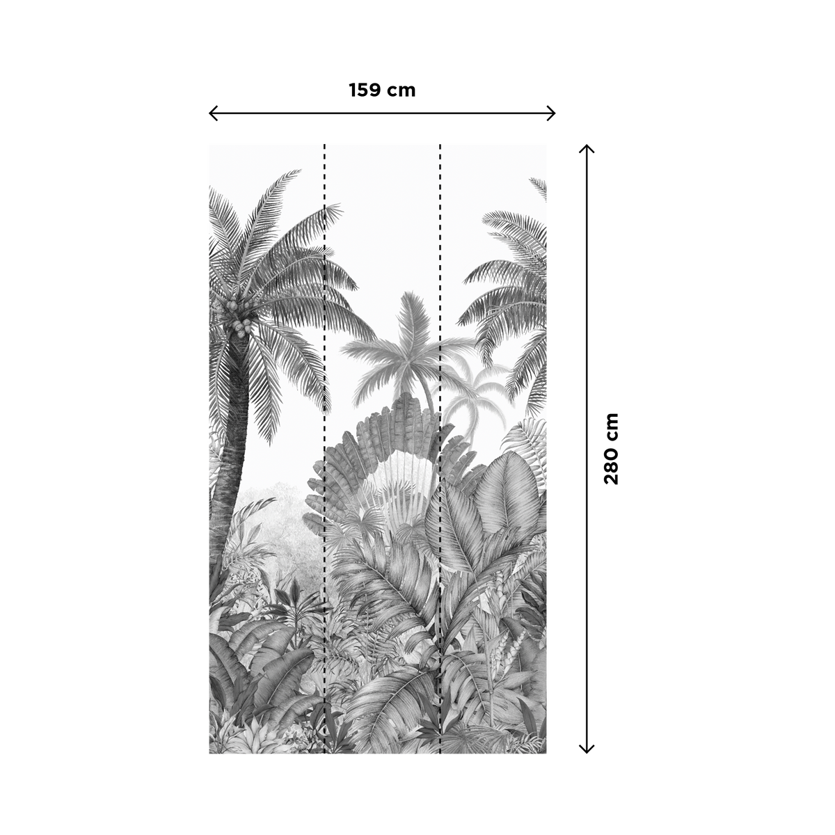 4MURS Papier peint panoramique L Paradisio Noir et blanc Satiné