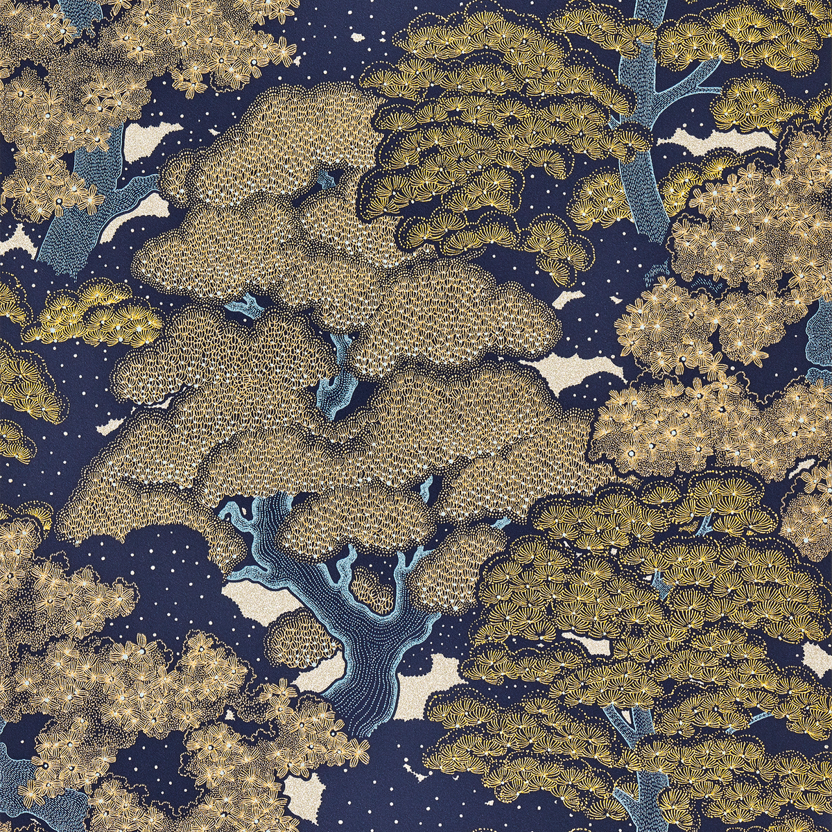 Papier peint intissé Ayako Bleu nuit