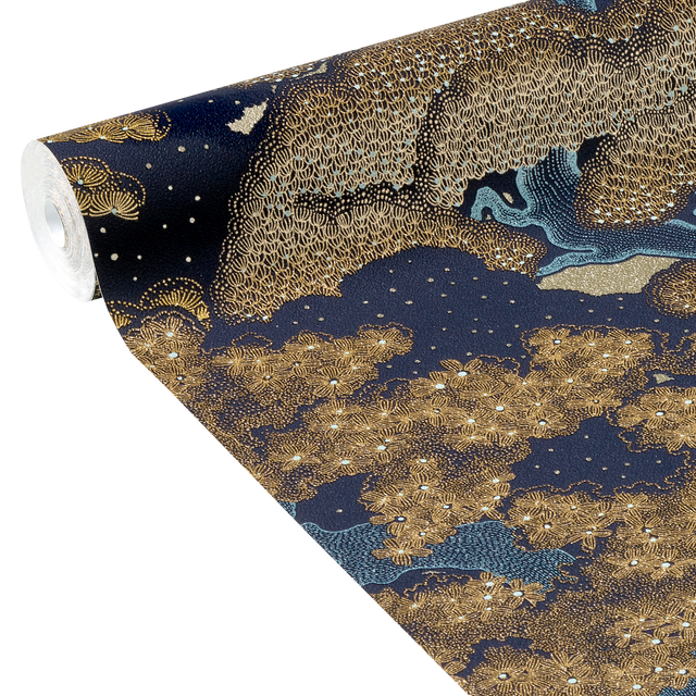 Papier peint intissé AYAKO coloris bleu nuit