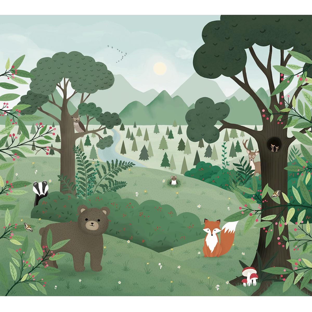 4MURS Papier peint panoramique XL Far away land xl Multicolore Mat