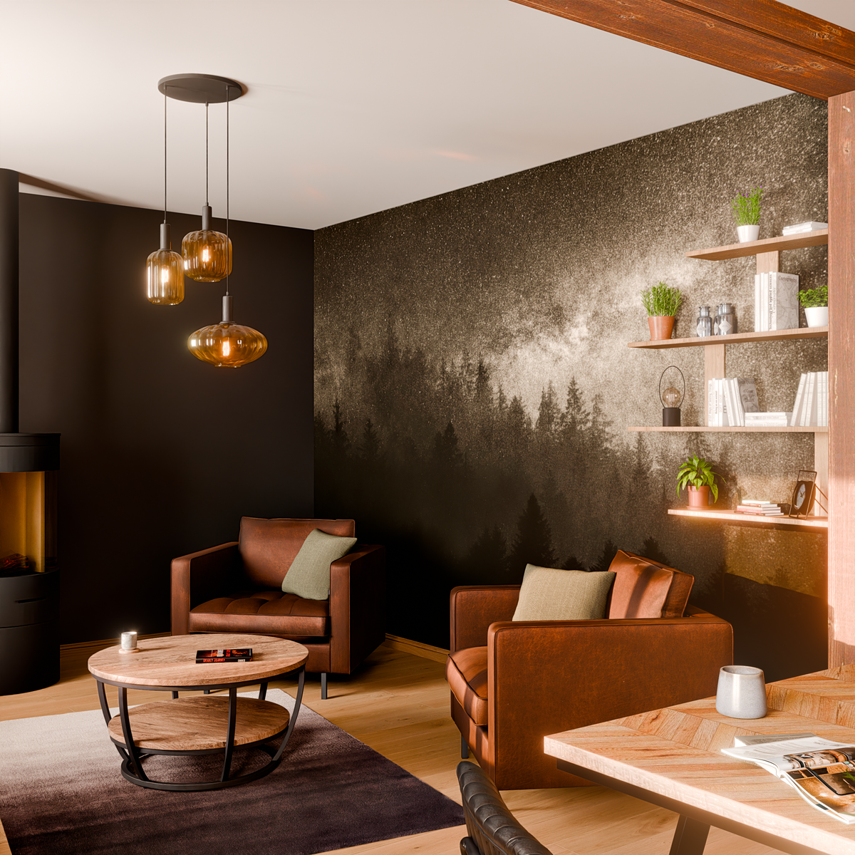 4MURS Papier peint panoramique XL Milky way Anthracite Mat