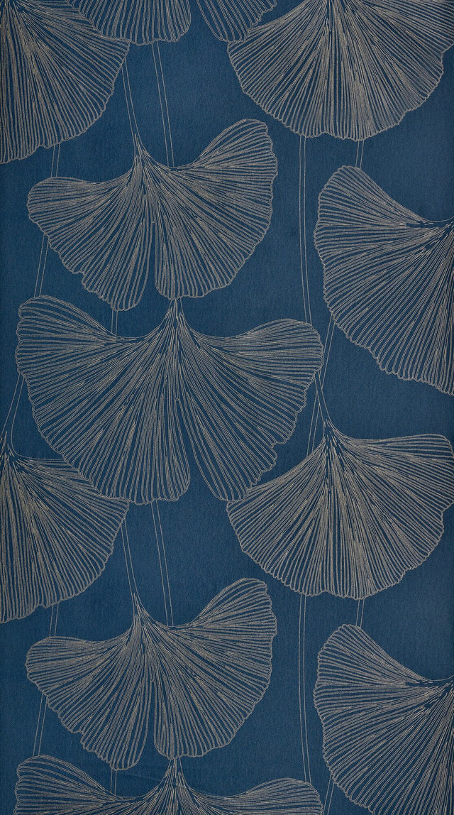 4MURS Papier peint intissé GINKGO coloris bleu nuit