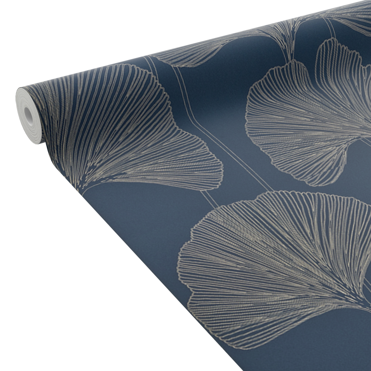 4MURS Papier peint intissé Ginkgo Bleu nuit