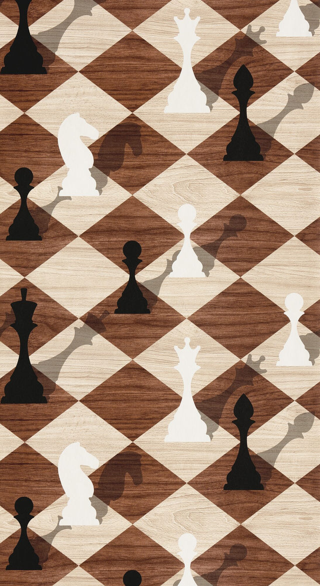Papier peint intissé CHECKMATE coloris bois naturels