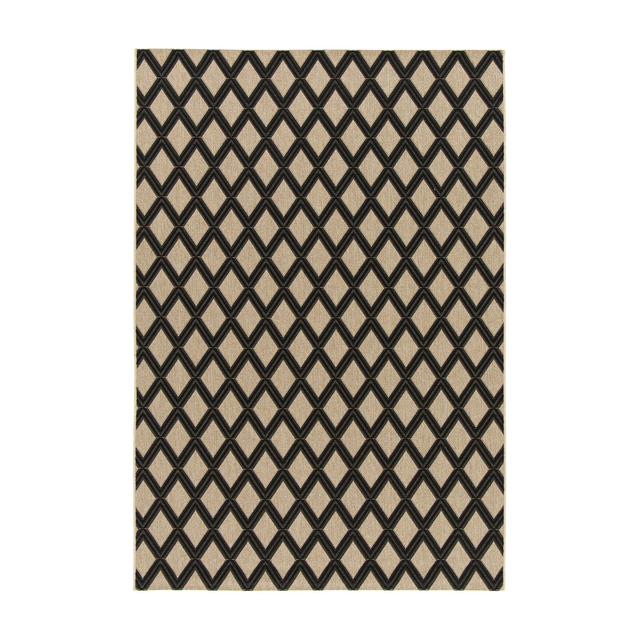 Tapis extérieur GRACE coloris naturel et noir 160 x 230 cm