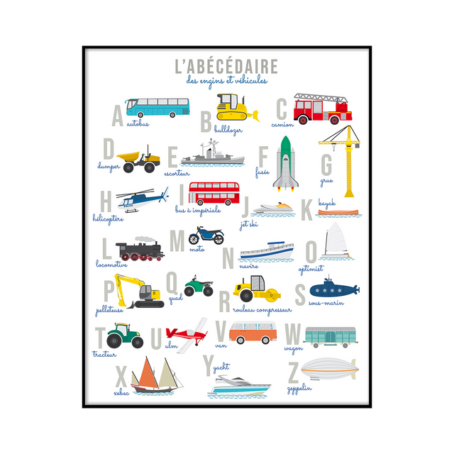 4MURS Tableau ABÉCÉDAIRE LITTLE MOTORS coloris multicolore