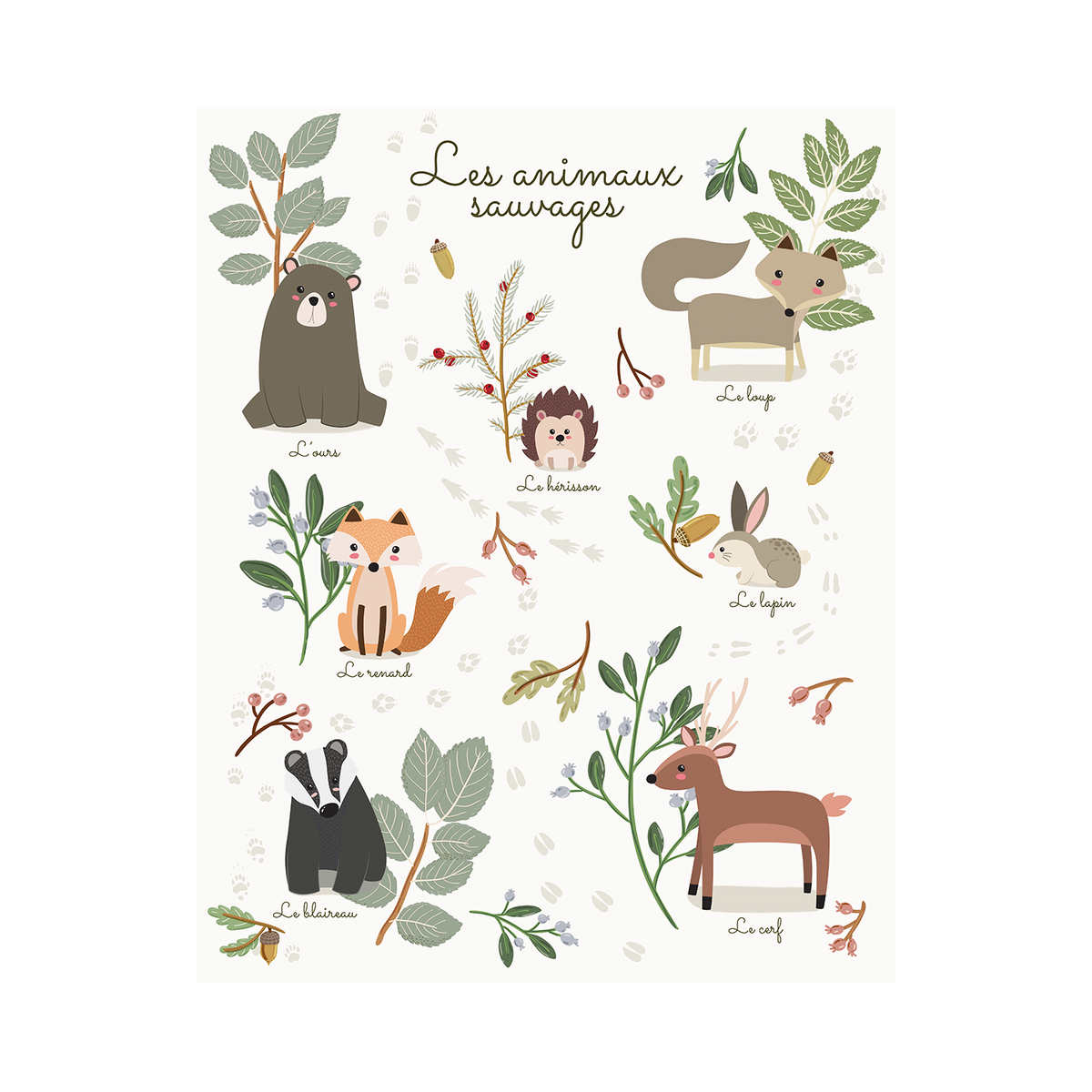 4MURS Tableau Les animaux sauvages Multicolore