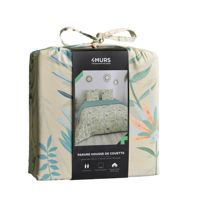 Parure de lit en percale de coton BALATA rose 240 x 220 cm