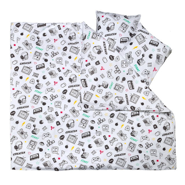 Parure de lit en toile de coton GAMING blanc 140 x 200 cm