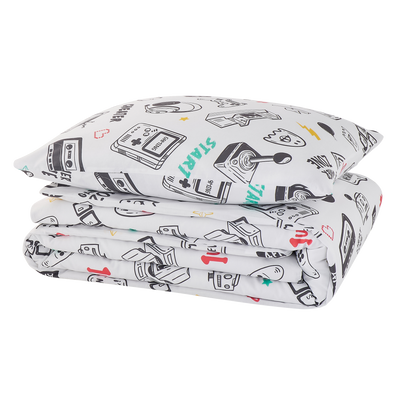 4MURS Parure de lit en toile de coton Gaming Blanc