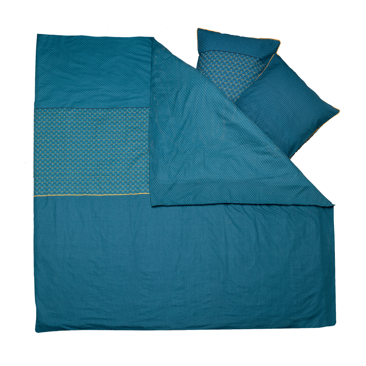 4MURS Parure de lit en toile de coton Bronze Bleu paon