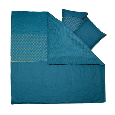 4MURS Parure de lit en toile de coton Bronze Bleu paon