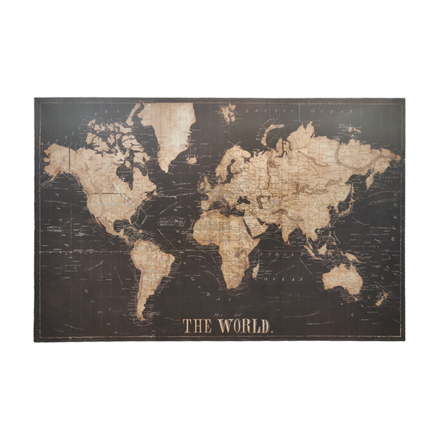 Décoration murale en bois WORLD MAP coloris bois et noir