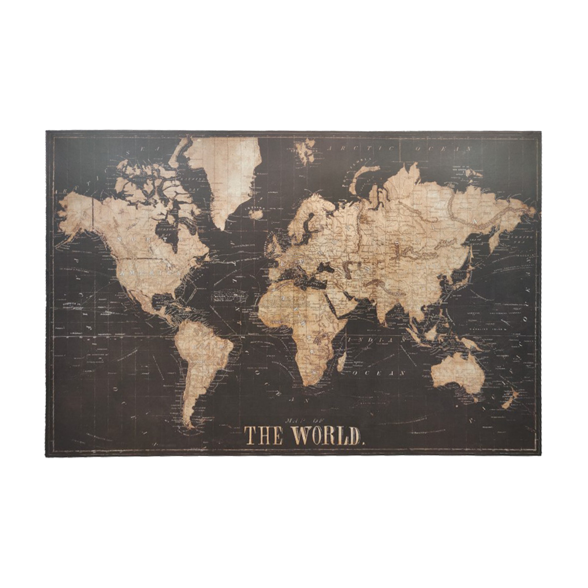 Décoration murale en bois WORLD MAP coloris bois et noir
