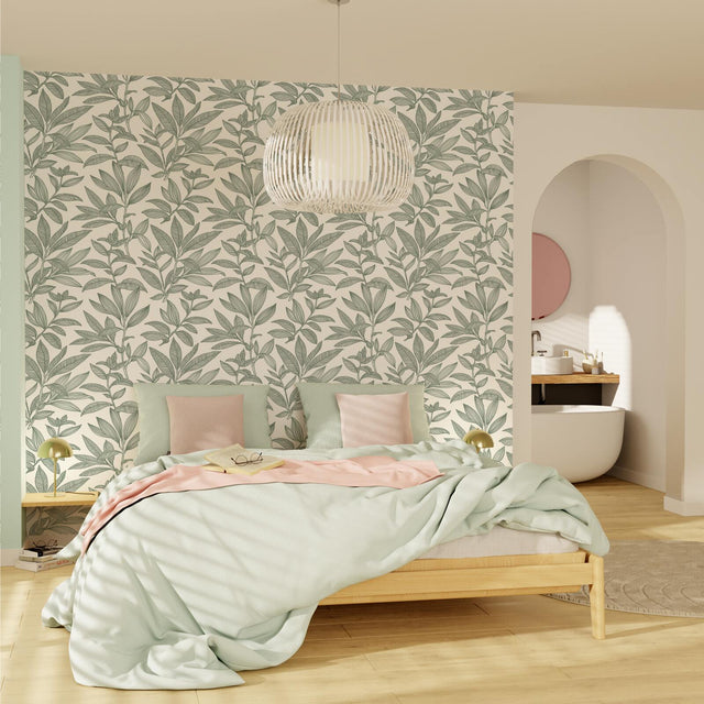 Papier peint intissé NOÉMIE coloris vert de gris