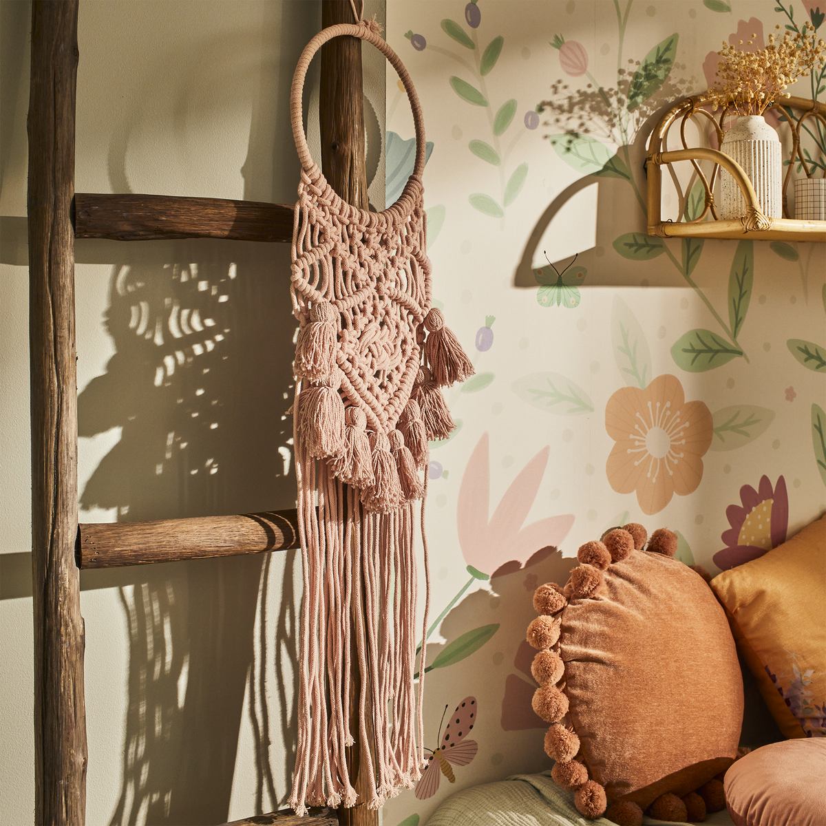 4MURS Suspension en macramé Suria Rose poudré