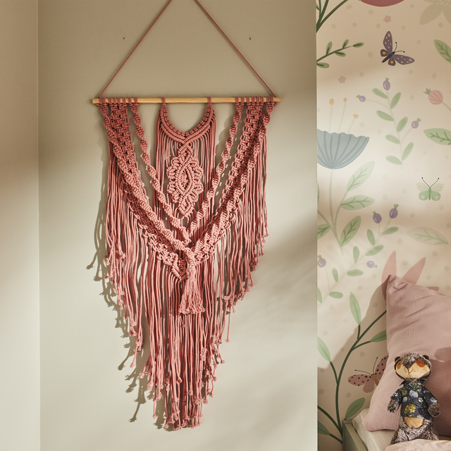4MURS Suspension en macramé SURI coloris rose