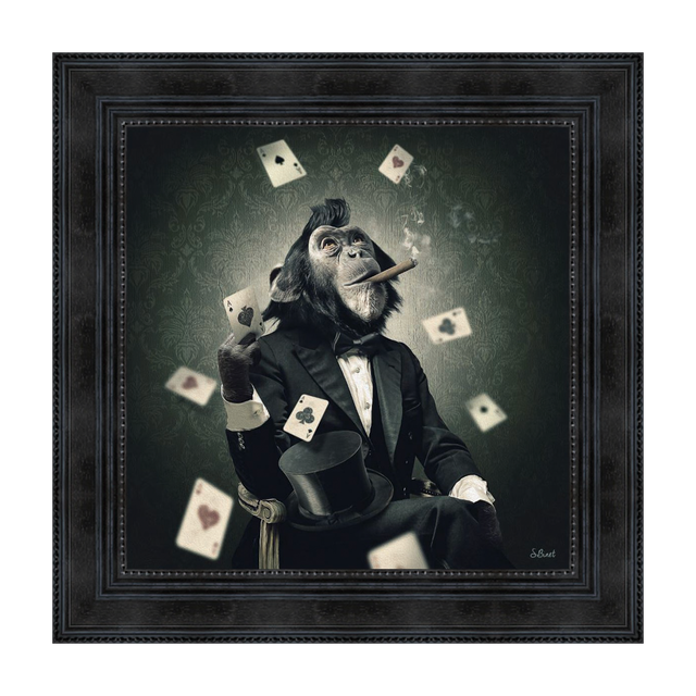 Tableau BINET SINGE POKER coloris noir