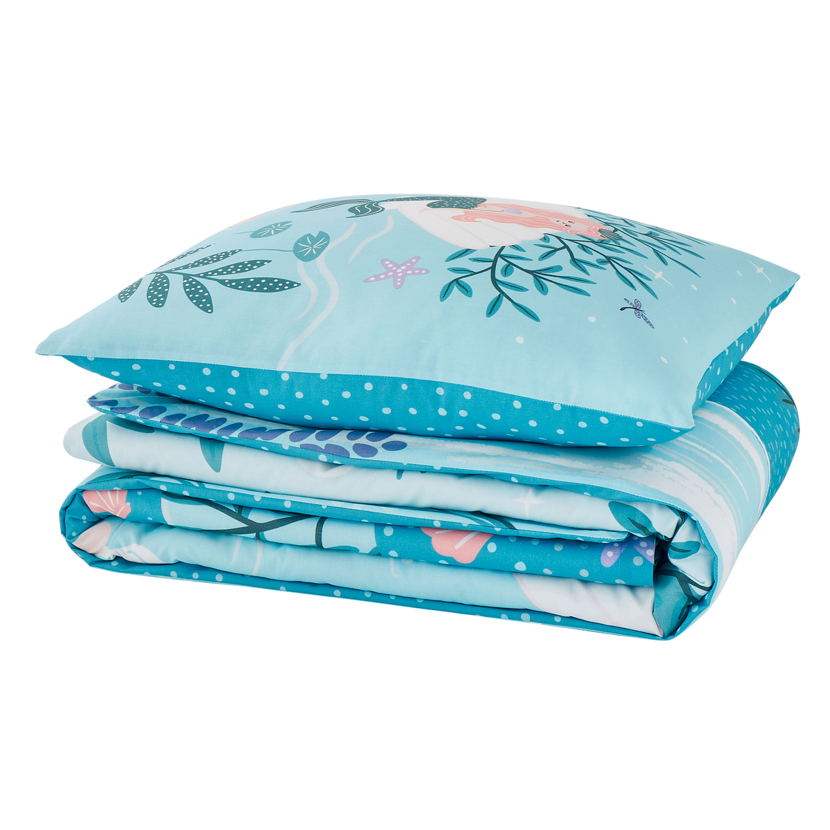 4MURS Parure de lit en toile de coton Sirenina Bleu acqua