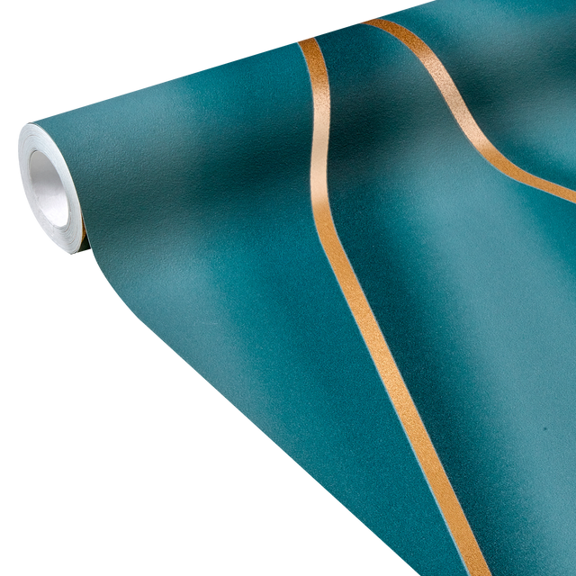 Papier peint intissé PIAZZA coloris bleu paon