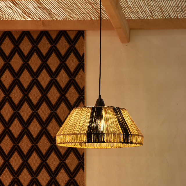 Abat-jour CHIBA coloris noir et beige 21 x 45 cm