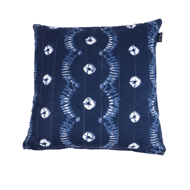 Coussin FLOWER TIE coloris indigo 50 x 50 cm