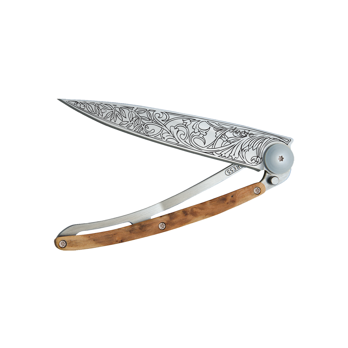 DEEJO Couteau Art nouveau Titane, genévrier